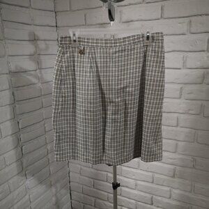Liz Claiborne Liz Golf Ladies Size 12 Black Tan & White Plaid Skorts